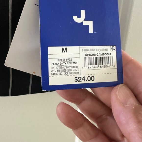 Joylab Black & White Striped Sleeveless Cropped Zip-Up Top - Picture 4 of 7